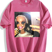 Glam Doll Selfie Vintage Washed T-Shirt in Red