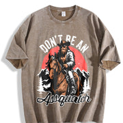 Retro Bigfoot Don't Be an Assquatch 90s Vintage Washed T-Shirt in Brown