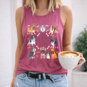 Life Is Better with Dogs Women's Color Cotton Tank Top in Red