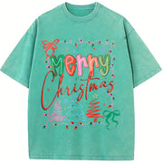 Christmas Coquette Vintage Washed T-Shirt in Blue