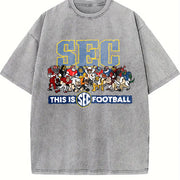 SEC Southeastern Conference - Retro College Sports vintage washed oversized T-shirt in Gray