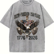 Faith Freedom 250 Years 1776-2026 Vintage Washed T-Shirt in Gray