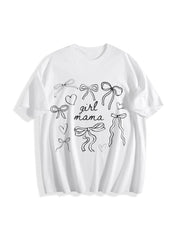 Coquette Girl Mama Girl Mama Mothers Day Cotton T-Shirt in White