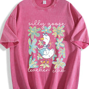 Silly Goose Teacher Club Vintage Washed T-Shirt in Red
