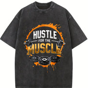 Hustle for the Muscle Vintage Washed T-Shirt in Black