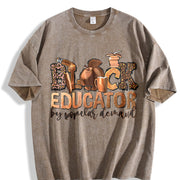 Black Educator I Am Black History Vintage Washed T-Shirt in Brown