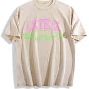 Later Gator Alligator vintage washed oversized T-shirt in Beige