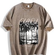 Faded Pure Short-sleeve Vintage Washed T-Shirt in Brown
