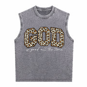 Leopard GOD Good Time Vintage Washed Tank Top in Gray