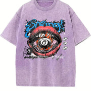 8 Lips Tank Sleeveless Muscle Vintage Washed T-Shirt in Purple