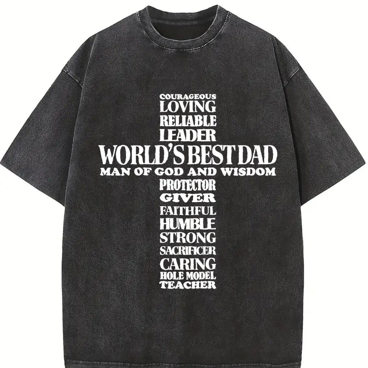 Worlds Best Christian Dad Vintage Washed T-Shirt in Black