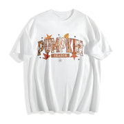 Pumpkin Season Retro Halloween Cotton T-Shirt in White