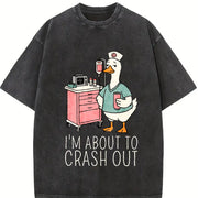 Silly Goose Nurse Appreciation Week Snarky Nurse Night Vintage Washed T-Shirt in Black
