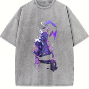 Sasuke Anime - Stylish for True Naruto Fans for Vibes vintage washed oversized T-shirt in Gray