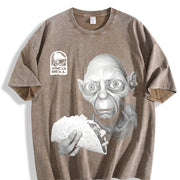 Taco Bell Gollum LOTR Hilarious Taco Lover's vintage washed oversized T-shirt in Brown