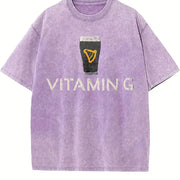 Vitamin G Guinness Beer Embroidered Beer St. Patrick’s Day vintage washed oversized T-shirt in Purple