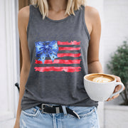 Land of the Free Because of the Brave Memorial Day 4th Of Women's Color Cotton Tank Top in Gray
