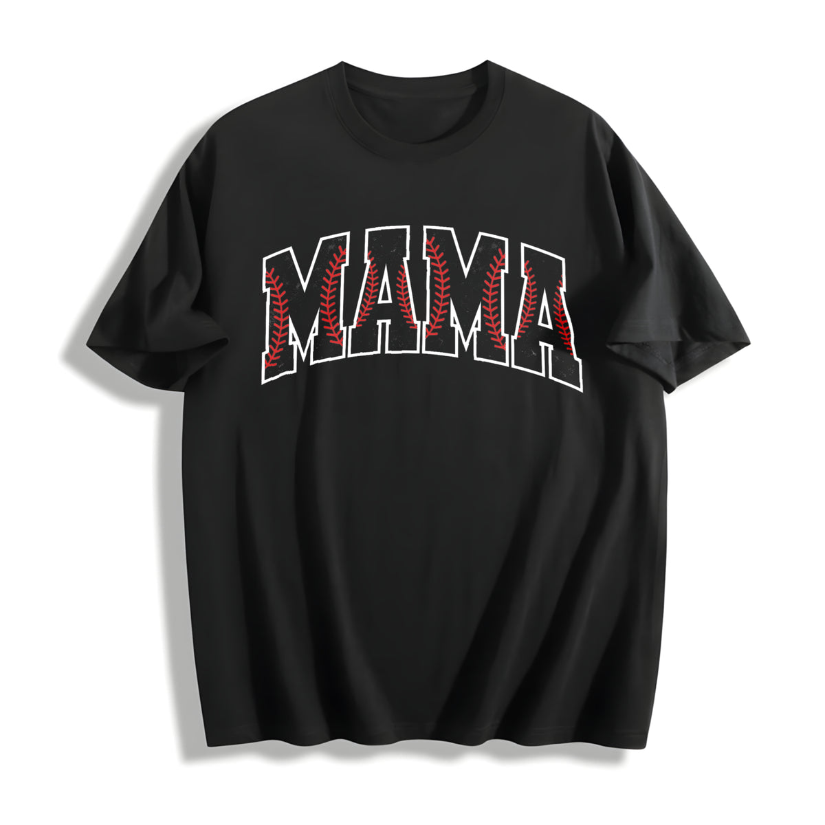 Baseball Mama Baseball Game Day Cotton T-Shirt in Black