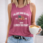 I’m Just Mad as Hell Est. 1776 Cause I Loved This Place Women's Color Cotton Tank Top in Red