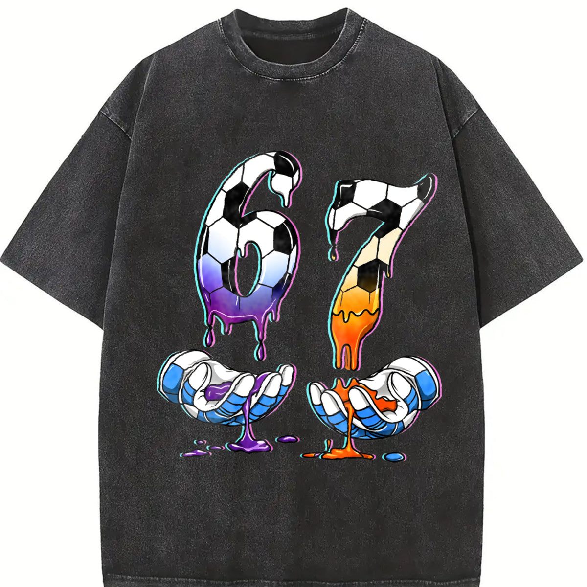 67 Soccer Vintage Washed T-Shirt in Black
