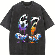 67 Soccer Vintage Washed T-Shirt in Black