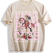 Pink Pony Club I'm Gonna Keep On Dancing vintage washed oversized T-shirt in Beige