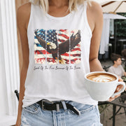 Land of the Free Because of the Brave Fourth of July Women's Color Cotton Tank Top in White