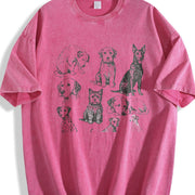 Dogs 90s Tattoo Retro ® Y2k Dog Vintage Washed T-Shirt in Red