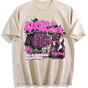 Magnolia Clothing Pink Graphic Vintage Washed T-Shirt in Beige