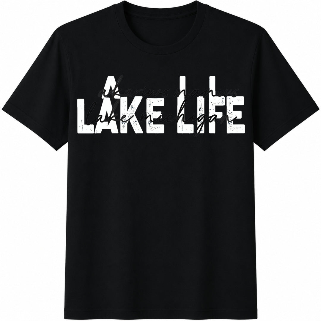 Custom Lake Life Personalized Lake Lover Cotton T-Shirt in Black