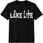 Custom Lake Life Personalized Lake Lover Cotton T-Shirt in Black