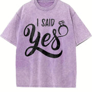 I Said YES Do You Marry Me -Valentine's Day Vintage Washed T-Shirt in Purple