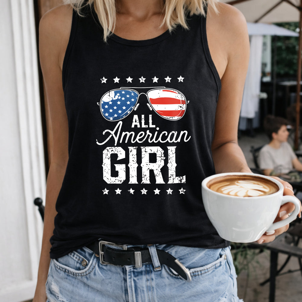 All American Girl Women's Color Cotton Tank Top in Black