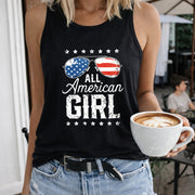 All American Girl Women's Color Cotton Tank Top in Black