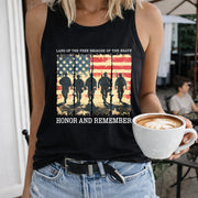 Land of the Free Because of the Brave Honor and Remember Women's Color Cotton Tank Top in Black