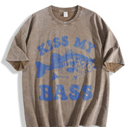 Kiss My Bass Fishing Vintage Washed T-Shirt in Brown