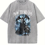 Bow to No One Medieval 90s Vintage Washed T-Shirt in Gray