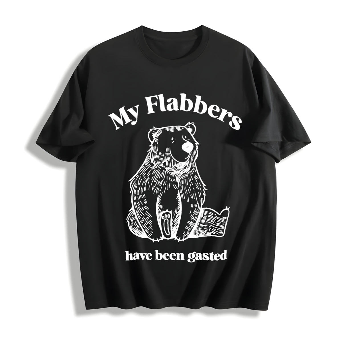 Flabbergasted Bear Cotton T-Shirt in Black