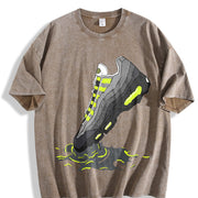 AM 95 Big Bubble Neon Yellow Black Grey 2026 OG Match Vintage Washed T-Shirt in Brown