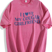 I Love My Cougar Girlfriend Vintage Washed T-Shirt in Red
