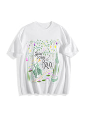 New Orleans Bayou Goin Down the Bayou Cotton T-Shirt in White