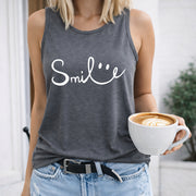 Smile Women's Color Cotton Tank Top in Gray