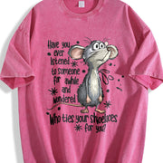 Mouse & 'Mouse' Letter Vintage Washed T-Shirt in Red