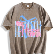 Make Heaven Crowded Bow Vintage Washed T-Shirt in Brown