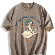 Boy Mom Outnumbered by Boys Vintage Washed T-Shirt in Brown