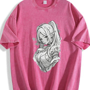 Frieren × Fern Frieren: Beyond Journey's End Anime Manga vintage washed oversized T-shirt in Red