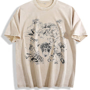 Rich Graffiti Blindfolded Black Vintage Washed T-Shirt in Beige