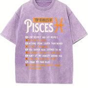 For the Pisces Zodiac Sign Vintage Washed T-Shirt in Purple
