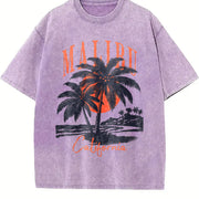 Of a Retro Malibu California Vintage Washed T-Shirt in Purple