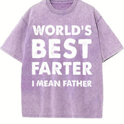 Cottonfather's Day Retro Dad World's Best Farter I Mean Vintage Washed T-Shirt in Purple
